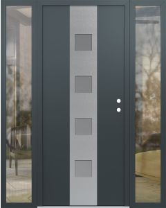 DIAMOND A12 64" X 80" ANTHRACITE/ANTHRACITE FROSTED GLASS PANEL STAINLESS STEEL LHI WITH 2 SIDELITES CLEAR GLASS