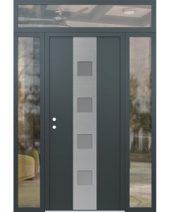 DIAMOND A12 64" X 96" ANTHRACITE/ANTHRACITE FROSTED GLASS PANEL STAINLESS STEEL RHI WITH 2 SIDELITES AND TRANSOM CLEAR GLASS