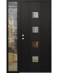 DIAMOND A12 50" X 80" BLACK/BLACK CLEAR GLASS PANEL BLACK RHI WITH SIDELITE CLEAR GLASS