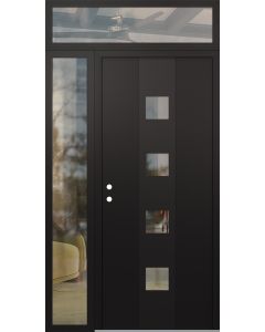 DIAMOND A12 48" X 96" BLACK/BLACK CLEAR GLASS PANEL BLACK RHI WITH SIDELITE AND TRANSOM CLEAR GLASS