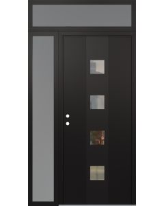 DIAMOND A12 52" X 96" BLACK/BLACK CLEAR GLASS PANEL BLACK RHI WITH SIDELITE AND TRANSOM FROSTED GLASS