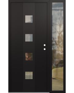 DIAMOND A12 50" X 80" BLACK/BLACK CLEAR GLASS PANEL BLACK LHI WITH SIDELITE CLEAR GLASS