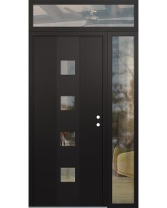 DIAMOND A12 52" X 96" BLACK/BLACK CLEAR GLASS PANEL BLACK LHI WITH SIDELITE AND TRANSOM CLEAR GLASS