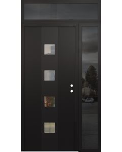 DIAMOND A12 52" X 96" BLACK/BLACK CLEAR GLASS PANEL BLACK LHI WITH SIDELITE AND TRANSOM MIRRORED GLASS