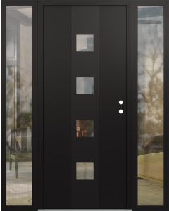DIAMOND A12 64" X 80" BLACK/BLACK CLEAR GLASS PANEL BLACK LHI WITH 2 SIDELITES CLEAR GLASS
