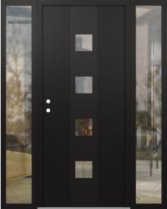 DIAMOND A12 68" X 80" BLACK/BLACK CLEAR GLASS PANEL BLACK RHI WITH 2 SIDELITES CLEAR GLASS