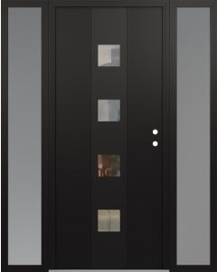 DIAMOND A12 64" X 80" BLACK/BLACK CLEAR GLASS PANEL BLACK LHI WITH 2 SIDELITES FROSTED GLASS