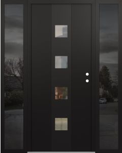 DIAMOND A12 64" X 80" BLACK/BLACK CLEAR GLASS PANEL BLACK LHI WITH 2 SIDELITES MIRRORED GLASS