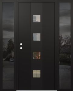 DIAMOND A12 64" X 80" BLACK/BLACK CLEAR GLASS PANEL BLACK RHI WITH 2 SIDELITES MIRRORED GLASS