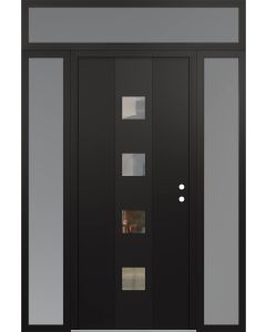 DIAMOND A12 68" X 96" BLACK/BLACK CLEAR GLASS PANEL BLACK LHI WITH 2 SIDELITES AND TRANSOM FROSTED GLASS