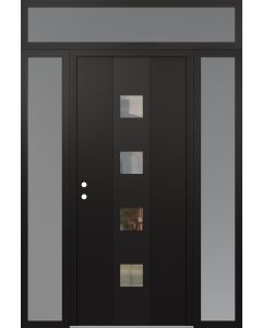 DIAMOND A12 68" X 96" BLACK/BLACK CLEAR GLASS PANEL BLACK RHI WITH 2 SIDELITES AND TRANSOM FROSTED GLASS