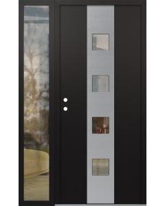 DIAMOND A12 50" X 80" BLACK/BLACK CLEAR GLASS PANEL STAINLESS STEEL RHI WITH SIDELITE CLEAR GLASS