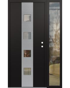 DIAMOND A12 50" X 80" BLACK/BLACK CLEAR GLASS PANEL STAINLESS STEEL LHI WITH SIDELITE CLEAR GLASS