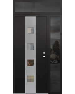 DIAMOND A12 48" X 96" BLACK/BLACK CLEAR GLASS PANEL STAINLESS STEEL LHI WITH SIDELITE AND TRANSOM MIRRORED GLASS