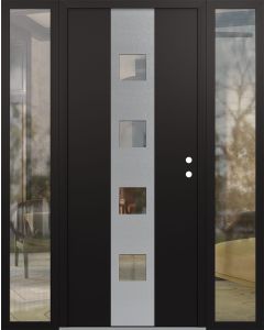 DIAMOND A12 64" X 80" BLACK/BLACK CLEAR GLASS PANEL STAINLESS STEEL LHI WITH 2 SIDELITES CLEAR GLASS