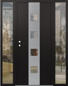 DIAMOND A12 64" X 80" BLACK/BLACK CLEAR GLASS PANEL STAINLESS STEEL RHI WITH 2 SIDELITES CLEAR GLASS