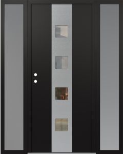 DIAMOND A12 64" X 80" BLACK/BLACK CLEAR GLASS PANEL STAINLESS STEEL RHI WITH 2 SIDELITES FROSTED GLASS