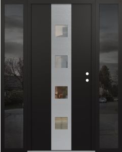 DIAMOND A12 60" X 80" BLACK/BLACK CLEAR GLASS PANEL STAINLESS STEEL LHI WITH 2 SIDELITES MIRRORED GLASS