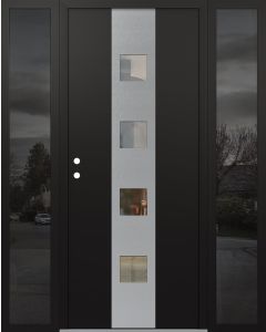 DIAMOND A12 68" X 80" BLACK/BLACK CLEAR GLASS PANEL STAINLESS STEEL RHI WITH 2 SIDELITES MIRRORED GLASS