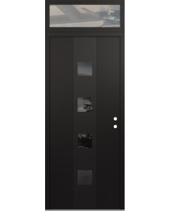 DIAMOND A12 36" X 96" BLACK/BLACK MIRRORED GLASS PANEL BLACK LHI WITH TRANSOM CLEAR GLASS