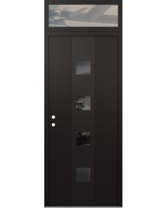 DIAMOND A12 36" X 96" BLACK/BLACK MIRRORED GLASS PANEL BLACK RHI WITH TRANSOM CLEAR GLASS