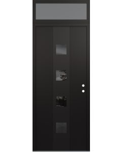 DIAMOND A12 36" X 96" BLACK/BLACK MIRRORED GLASS PANEL BLACK LHI WITH TRANSOM FROSTED GLASS