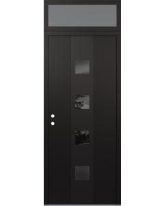 DIAMOND A12 36" X 96" BLACK/BLACK MIRRORED GLASS PANEL BLACK RHI WITH TRANSOM FROSTED GLASS