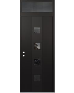 DIAMOND A12 36" X 96" BLACK/BLACK MIRRORED GLASS PANEL BLACK RHI WITH TRANSOM MIRRORED GLASS
