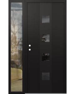 DIAMOND A12 52" X 80" BLACK/BLACK MIRRORED GLASS PANEL BLACK RHI WITH SIDELITE CLEAR GLASS