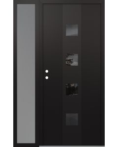 DIAMOND A12 48" X 80" BLACK/BLACK MIRRORED GLASS PANEL BLACK RHI WITH SIDELITE FROSTED GLASS