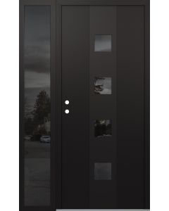DIAMOND A12 52" X 80" BLACK/BLACK MIRRORED GLASS PANEL BLACK RHI WITH SIDELITE MIRRORED GLASS