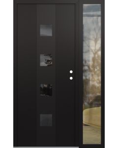 DIAMOND A12 52" X 80" BLACK/BLACK MIRRORED GLASS PANEL BLACK LHI WITH SIDELITE CLEAR GLASS