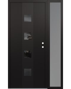 DIAMOND A12 52" X 80" BLACK/BLACK MIRRORED GLASS PANEL BLACK LHI WITH SIDELITE FROSTED GLASS