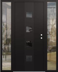 DIAMOND A12 64" X 80" BLACK/BLACK MIRRORED GLASS PANEL BLACK LHI WITH 2 SIDELITES CLEAR GLASS