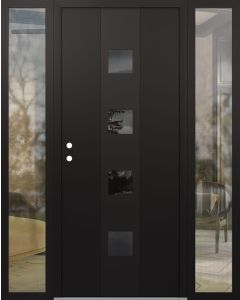 DIAMOND A12 64" X 80" BLACK/BLACK MIRRORED GLASS PANEL BLACK RHI WITH 2 SIDELITES CLEAR GLASS