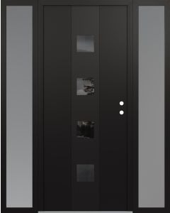 DIAMOND A12 68" X 80" BLACK/BLACK MIRRORED GLASS PANEL BLACK LHI WITH 2 SIDELITES FROSTED GLASS