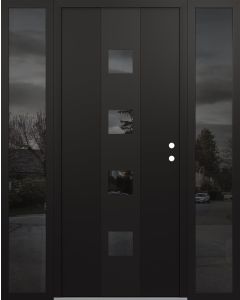 DIAMOND A12 68" X 80" BLACK/BLACK MIRRORED GLASS PANEL BLACK LHI WITH 2 SIDELITES MIRRORED GLASS