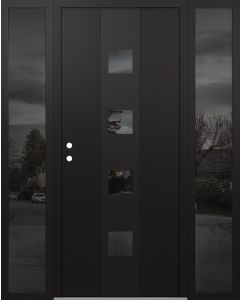 DIAMOND A12 68" X 80" BLACK/BLACK MIRRORED GLASS PANEL BLACK RHI WITH 2 SIDELITES MIRRORED GLASS