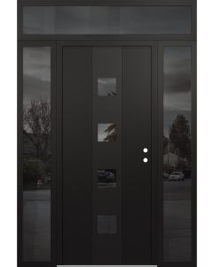 DIAMOND A12 60" X 96" BLACK/BLACK MIRRORED GLASS PANEL BLACK LHI WITH 2 SIDELITES AND TRANSOM MIRRORED GLASS