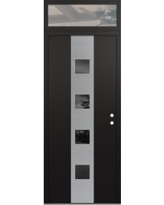 DIAMOND A12 36" X 96" BLACK/BLACK MIRRORED GLASS PANEL STAINLESS STEEL LHI WITH TRANSOM CLEAR GLASS