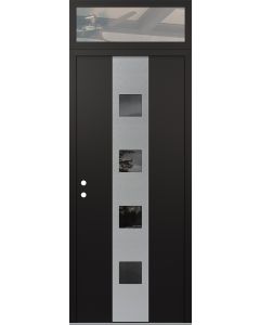 DIAMOND A12 36" X 96" BLACK/BLACK MIRRORED GLASS PANEL STAINLESS STEEL RHI WITH TRANSOM CLEAR GLASS