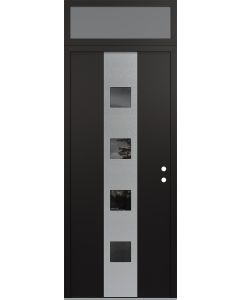 DIAMOND A12 36" X 96" BLACK/BLACK MIRRORED GLASS PANEL STAINLESS STEEL LHI WITH TRANSOM FROSTED GLASS