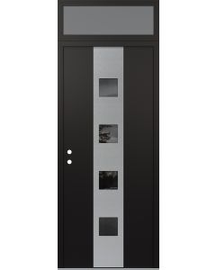 DIAMOND A12 36" X 96" BLACK/BLACK MIRRORED GLASS PANEL STAINLESS STEEL RHI WITH TRANSOM FROSTED GLASS