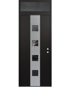DIAMOND A12 36" X 96" BLACK/BLACK MIRRORED GLASS PANEL STAINLESS STEEL LHI WITH TRANSOM MIRRORED GLASS