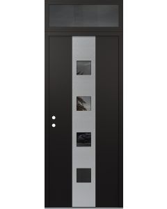 DIAMOND A12 36" X 96" BLACK/BLACK MIRRORED GLASS PANEL STAINLESS STEEL RHI WITH TRANSOM MIRRORED GLASS