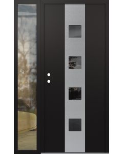 DIAMOND A12 48" X 80" BLACK/BLACK MIRRORED GLASS PANEL STAINLESS STEEL RHI WITH SIDELITE CLEAR GLASS
