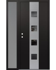 DIAMOND A12 52" X 80" BLACK/BLACK MIRRORED GLASS PANEL STAINLESS STEEL RHI WITH SIDELITE FROSTED GLASS