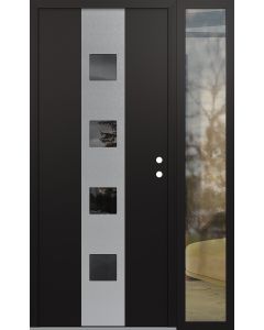 DIAMOND A12 50" X 80" BLACK/BLACK MIRRORED GLASS PANEL STAINLESS STEEL LHI WITH SIDELITE CLEAR GLASS