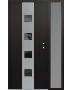 DIAMOND A12 48" X 80" BLACK/BLACK MIRRORED GLASS PANEL STAINLESS STEEL LHI WITH SIDELITE FROSTED GLASS
