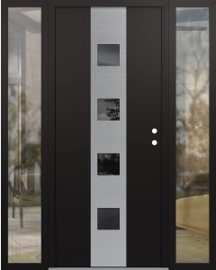 DIAMOND A12 64" X 80" BLACK/BLACK MIRRORED GLASS PANEL STAINLESS STEEL LHI WITH 2 SIDELITES CLEAR GLASS